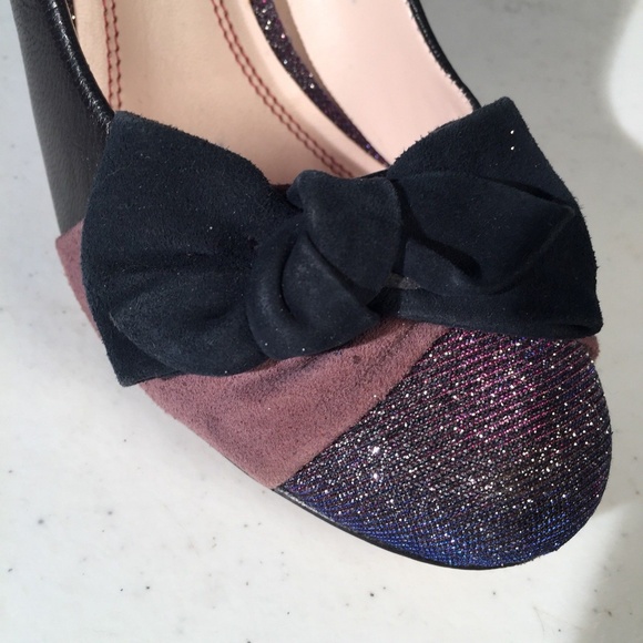 Plenty By Tracy Reese Raja Glitter Pumps Anthropologie Size  PLENTY Tracy Reese RAJA Glitter Pumps w/Bow anthropologie Black/Purple